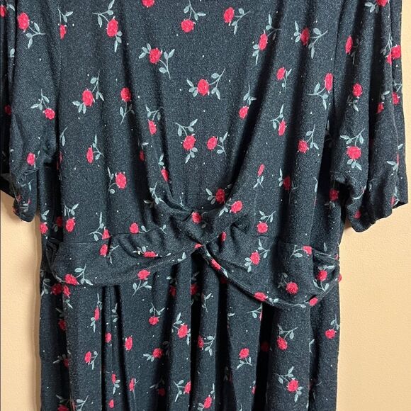 Torrid Women’s Size 3 Cherry Black Mini Hacci Wrap Front Skater Dress EUC - Picture 3 of 9